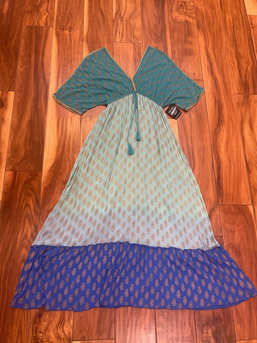 NWT Boston Proper blue ombré maxi dress sz S boho batwing gypsy festival hippie